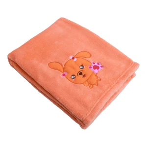 Bright Embroidery Plush Baby Blanket (Orange)