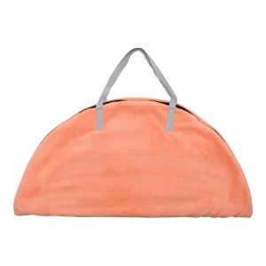 Bright Embroidery Pocket Semi Circle Shape Carry-on Bag with Plush Blanket (Orange)