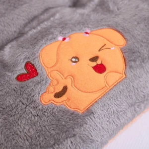 Bright Embroidery Reversible Plush Pet Mat (Grey,Orange)