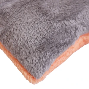 Bright Embroidery Reversible Plush Pet Mat (Grey,Orange)