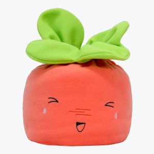 Carrot 3D Embroidery Fleece Outdoor Blanket with Drawstring Bag (Peach)