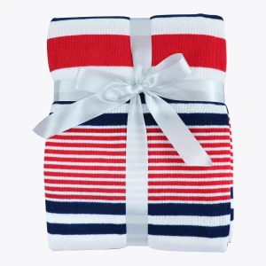 Classic Stripe Pattern Printed Sweater Blanket (Red,Navy,White)