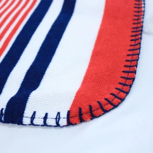 Classic Stripe Pattern Printed Sweater Blanket (Red,Navy,White)