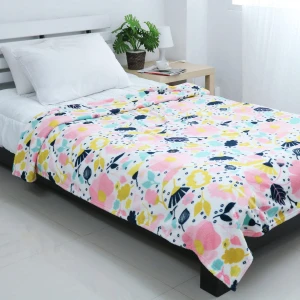 Colorful Flower Printed Plush Blanket