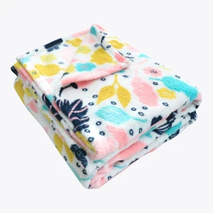 Colorful Flower Printed Plush Blanket