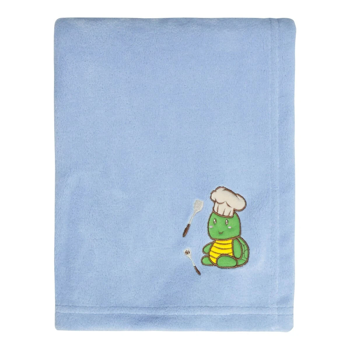 Cooking Turtle Embroidery Plush Baby Blanket (Blue)