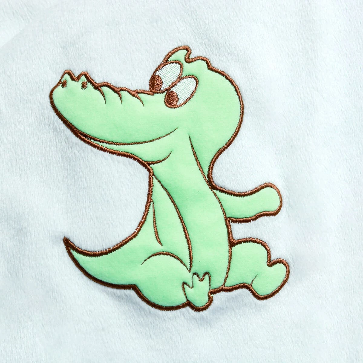 Crocodile Embroidery Velfleece Reversible to Blue Sherpa Baby Blanket