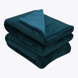 Dark Green Plush Reversible to 3D Trellis Pattern Fleece Blanket
