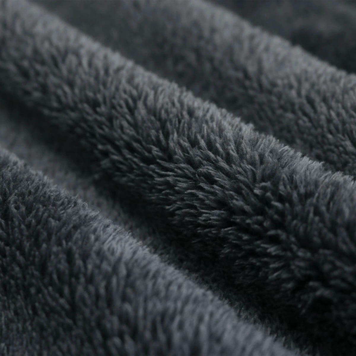 Dark Grey Plush Reversible to Silver Grey Dimple Touch Fleece Blanket
