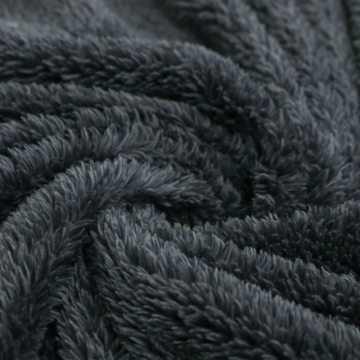 Dark Grey Plush Reversible to Silver Grey Dimple Touch Fleece Blanket