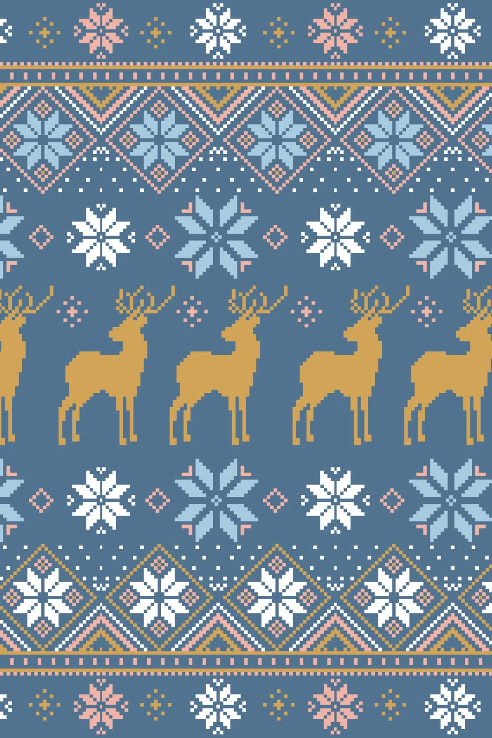 Deer in Snow : Blue