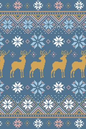 Deer in Snow : Blue