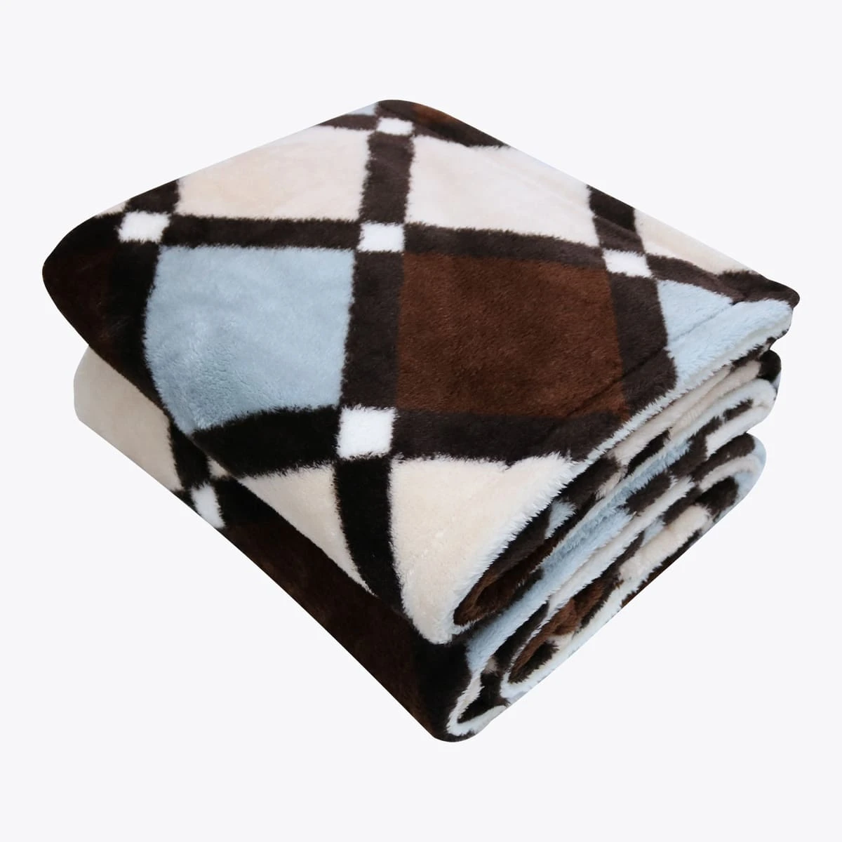 Diamond Tiles Pattern Printed Reversible to Plush Blanket