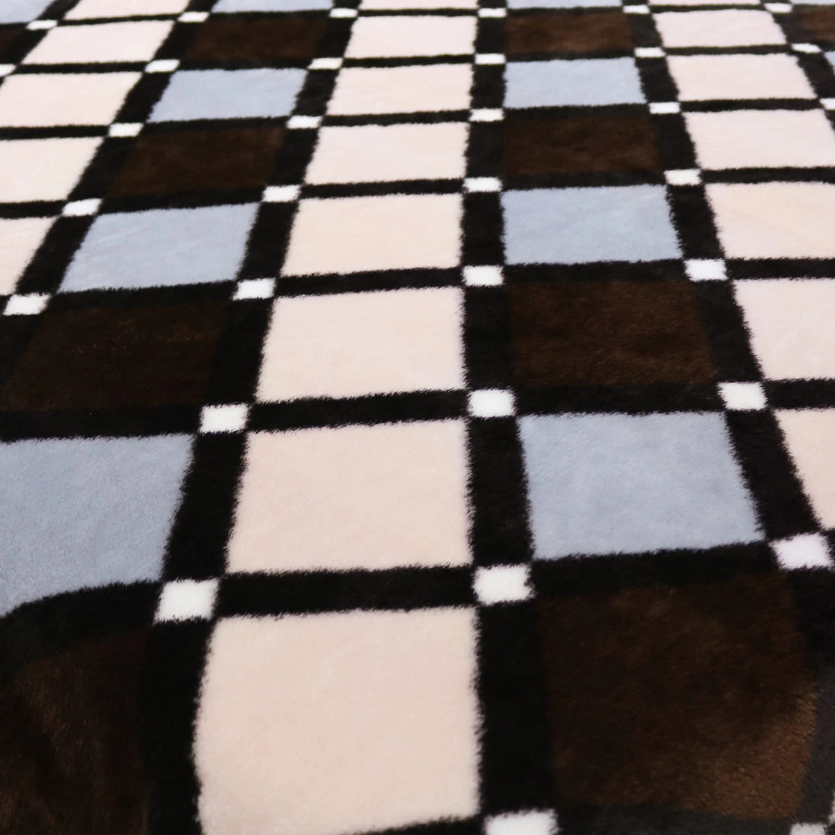 Diamond Tiles Pattern Printed Reversible to Plush Blanket