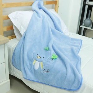 Echo 3D Embroidery Recycled Plush Baby Blanket (Blue)