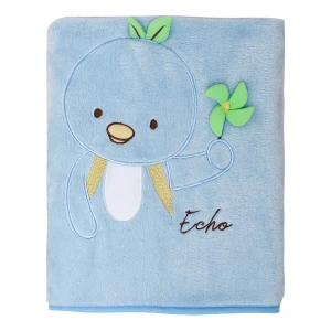 Echo 3D Embroidery Recycled Plush Baby Blanket (Blue)