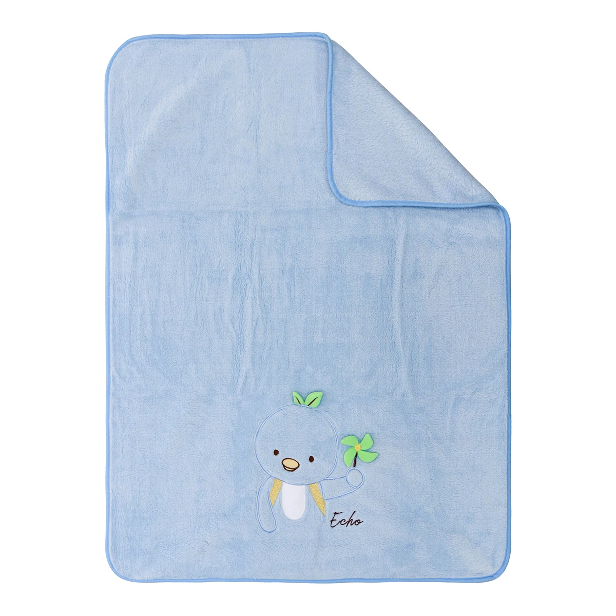 Echo 3D Embroidery Recycled Plush Baby Blanket (Blue)