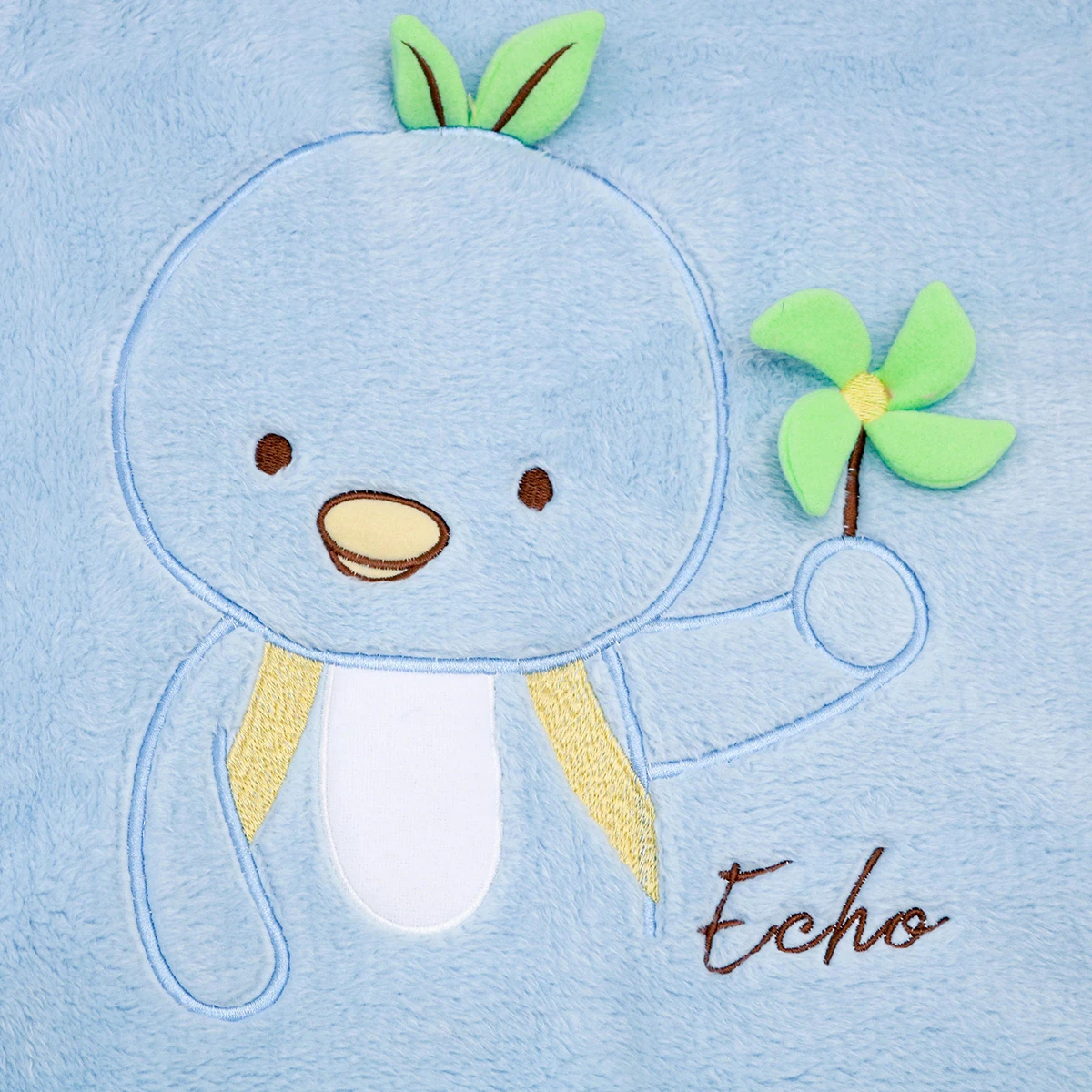 Echo 3D Embroidery Recycled Plush Baby Blanket (Blue)