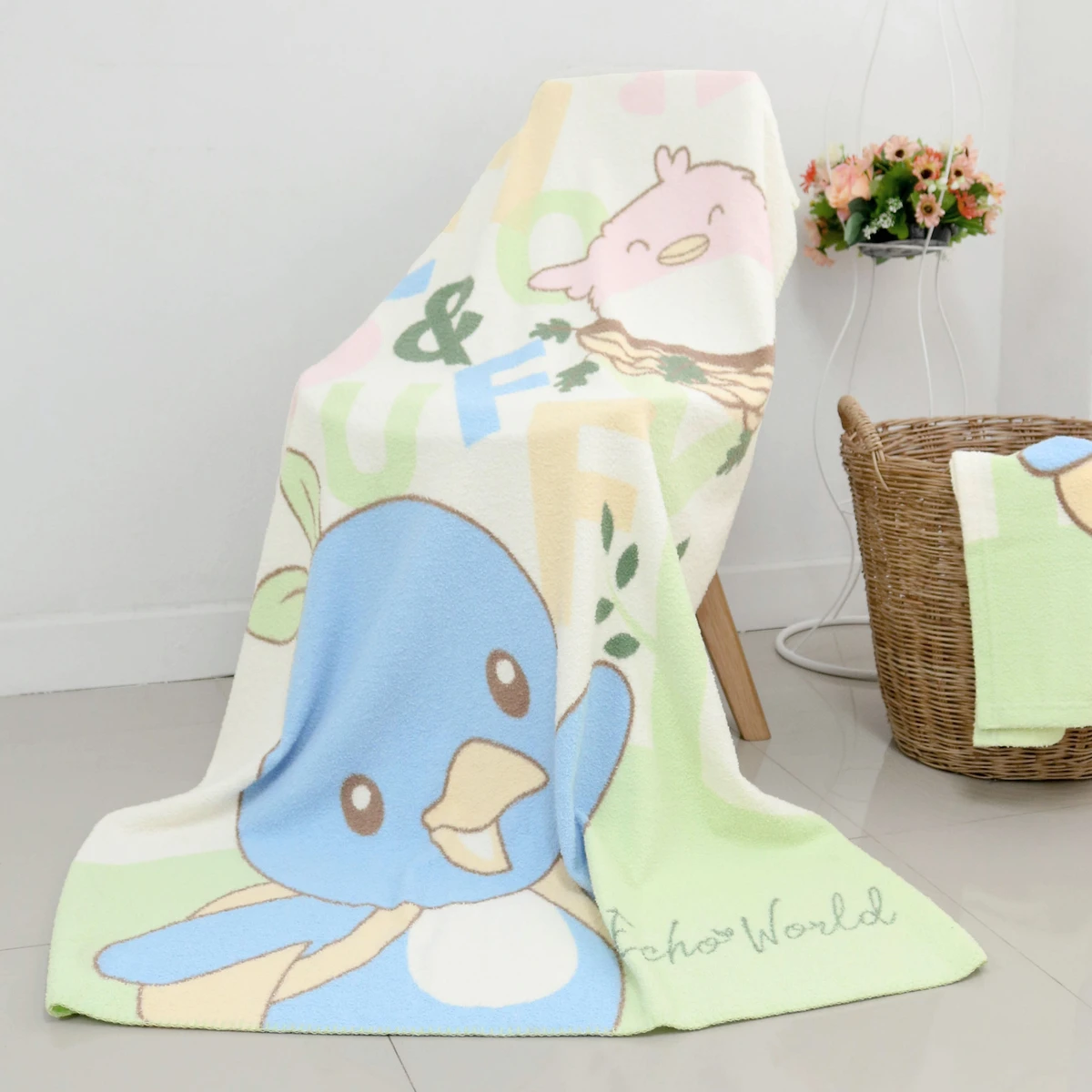 Echo and Puffy Printed Recycled Terry Baby Blanket