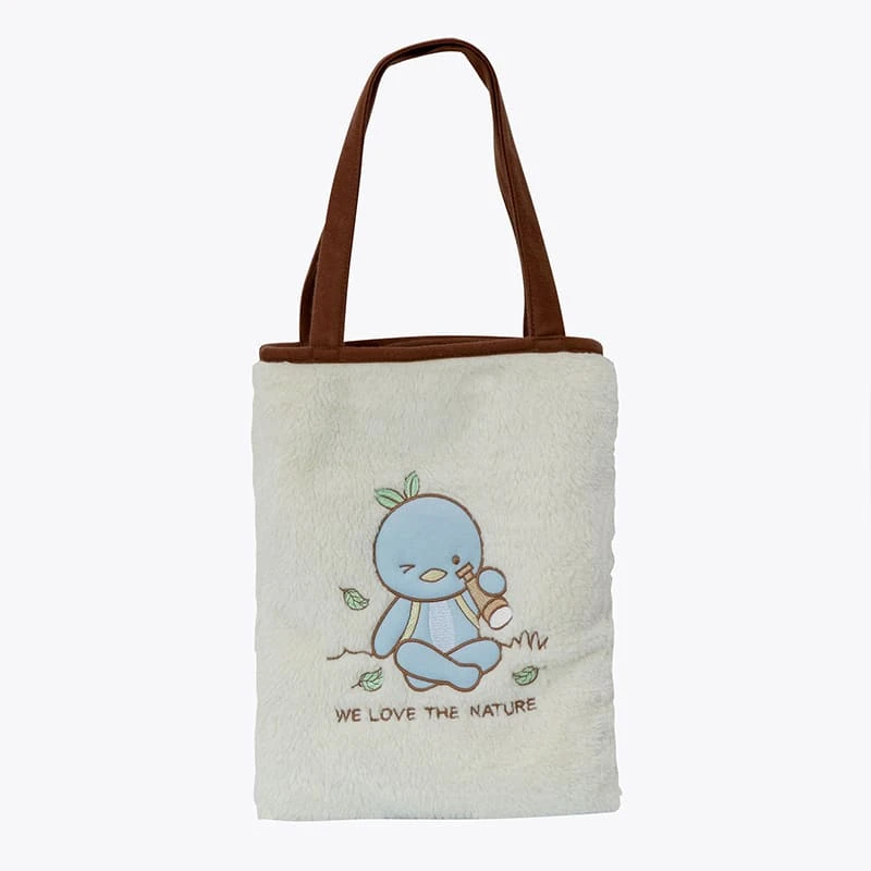 Echo Embroidery Recycled Plush 2 Sided Tote Bag with Printed Fleece Blanket