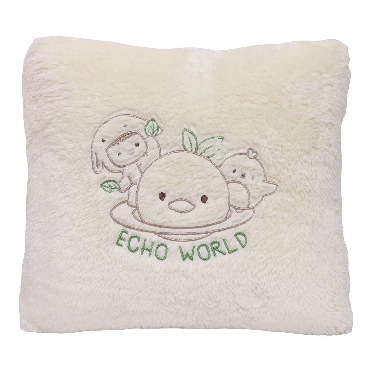 Echo World Embroidery Recycled Plush Pillow Blanket (Cream)