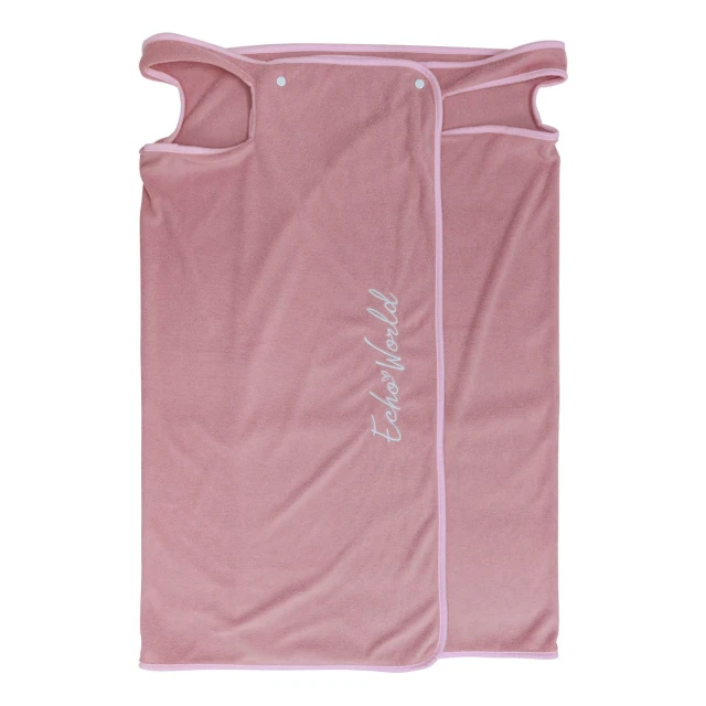 Echo World Embroidery Recycled Terry Bath Towel with Hair Towel (Pink)