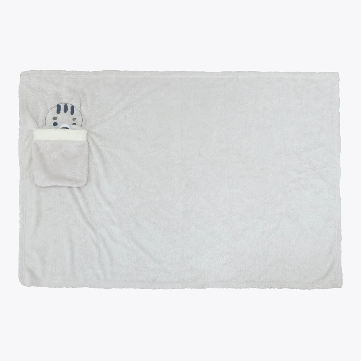 Eddie 3D Embroidery Portable Plush Blanket (Grey)