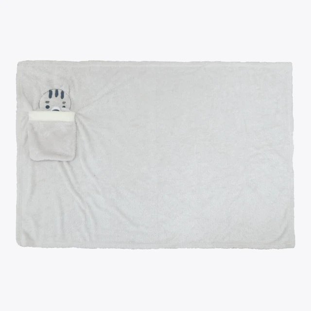 Eddie 3D Embroidery Portable Plush Blanket (Grey)
