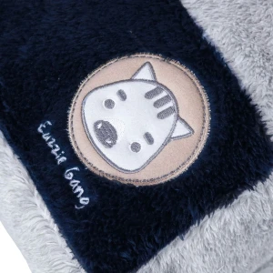 Eddie V2 3D Embroidery 2-Tone Plush Backpack Blanket (Grey,Navy)