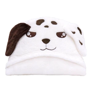 Fast 3D Embroidery Hooded Plush Blanket (White)