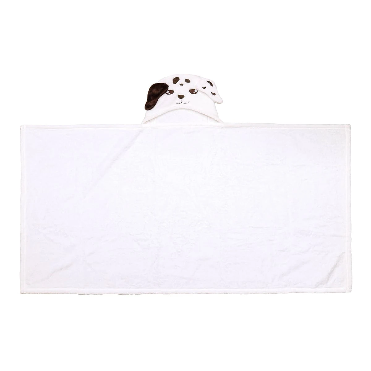 Fast 3D Embroidery Hooded Plush Blanket (White)