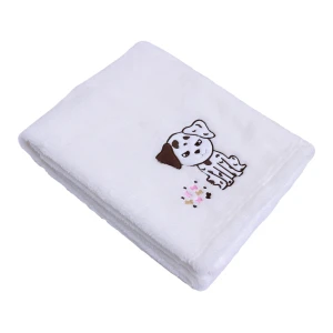Fast Embroidery Plush Baby Blanket (White)