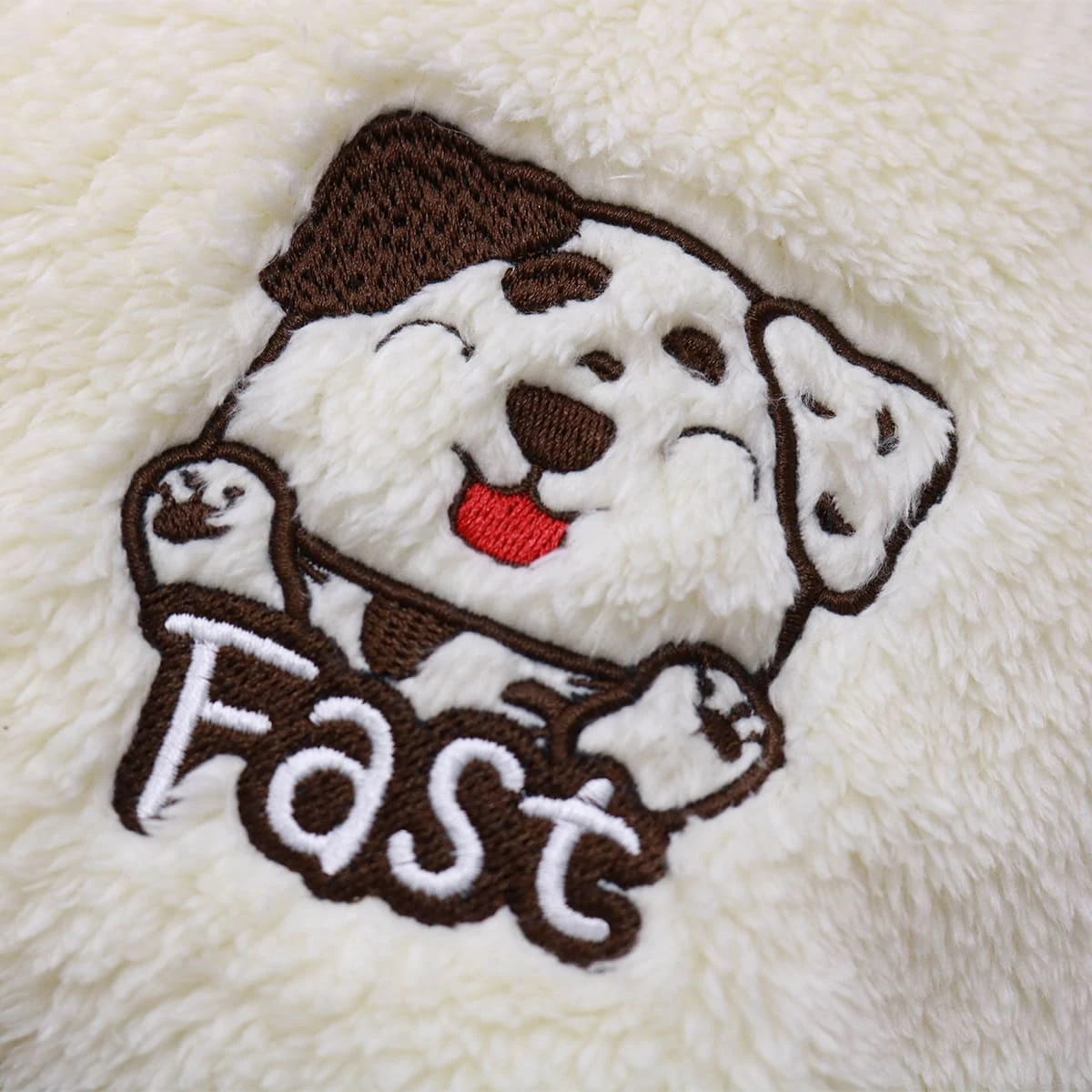 Fast Embroidery Plush Pet Bed (White)