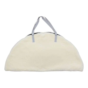 Fast Embroidery Pocket Semi Circle Shape Carry-on Bag with Plush Blanket (White)