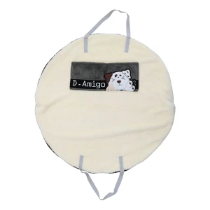 Fast Embroidery Pocket Semi Circle Shape Carry-on Bag with Plush Blanket (White)