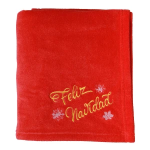 Feliz Navidad Embroidery Flannel Blanket