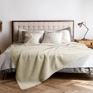 Fino Plush Blanket | Bold Striped Textured | Beige