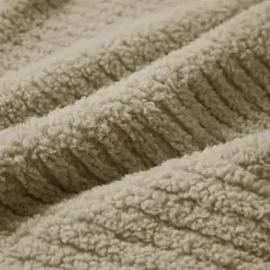 Fino Plush Blanket | Bold Striped Textured | Beige