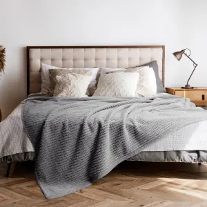 Fino Plush Blanket | Bold Striped Textured | Dark Grey