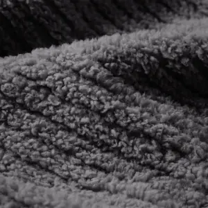 Fino Plush Blanket | Bold Striped Textured | Dark Grey