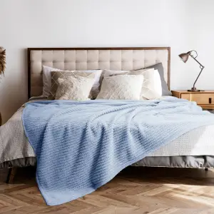 Fino Plush Blanket | Bold Striped Textured | Light Blue