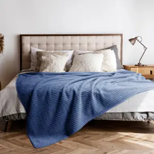 Fino Plush Blanket | Bold Striped Textured | Navy