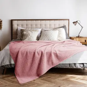 Fino Plush Blanket | Bold Striped Textured | Pink