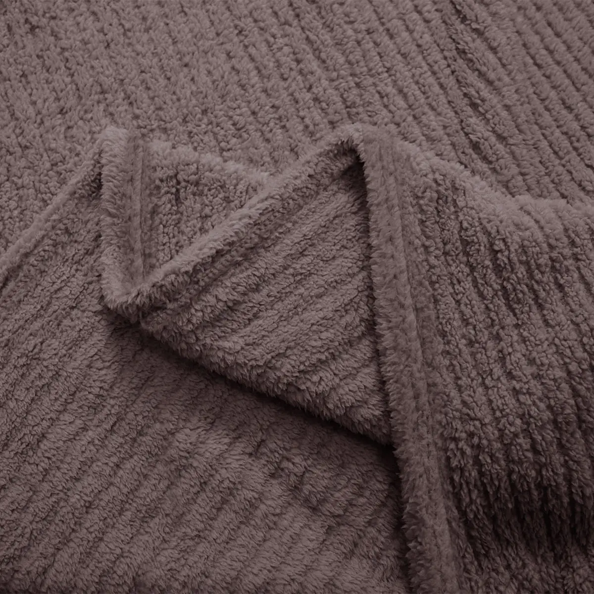 Fino Plush Blanket | Bold Striped Textured | Red Brown