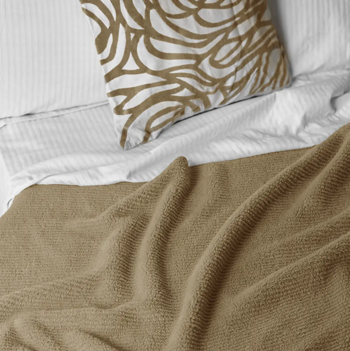 Fino Plush Blanket | Thin Striped Textured | Beige