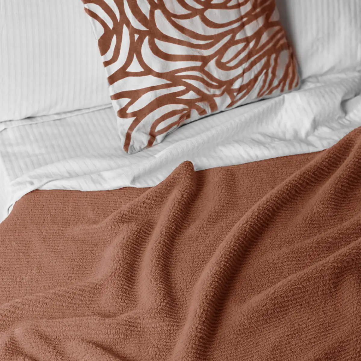 Fino Plush Blanket | Thin Striped Textured | Brown