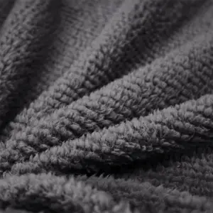 Fino Plush Blanket | Thin Striped Textured | Dark Grey