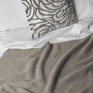 Fino Plush Blanket | Thin Striped Textured | Light Brown