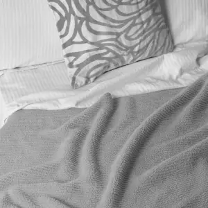 Fino Plush Blanket | Thin Striped Textured | Light Grey