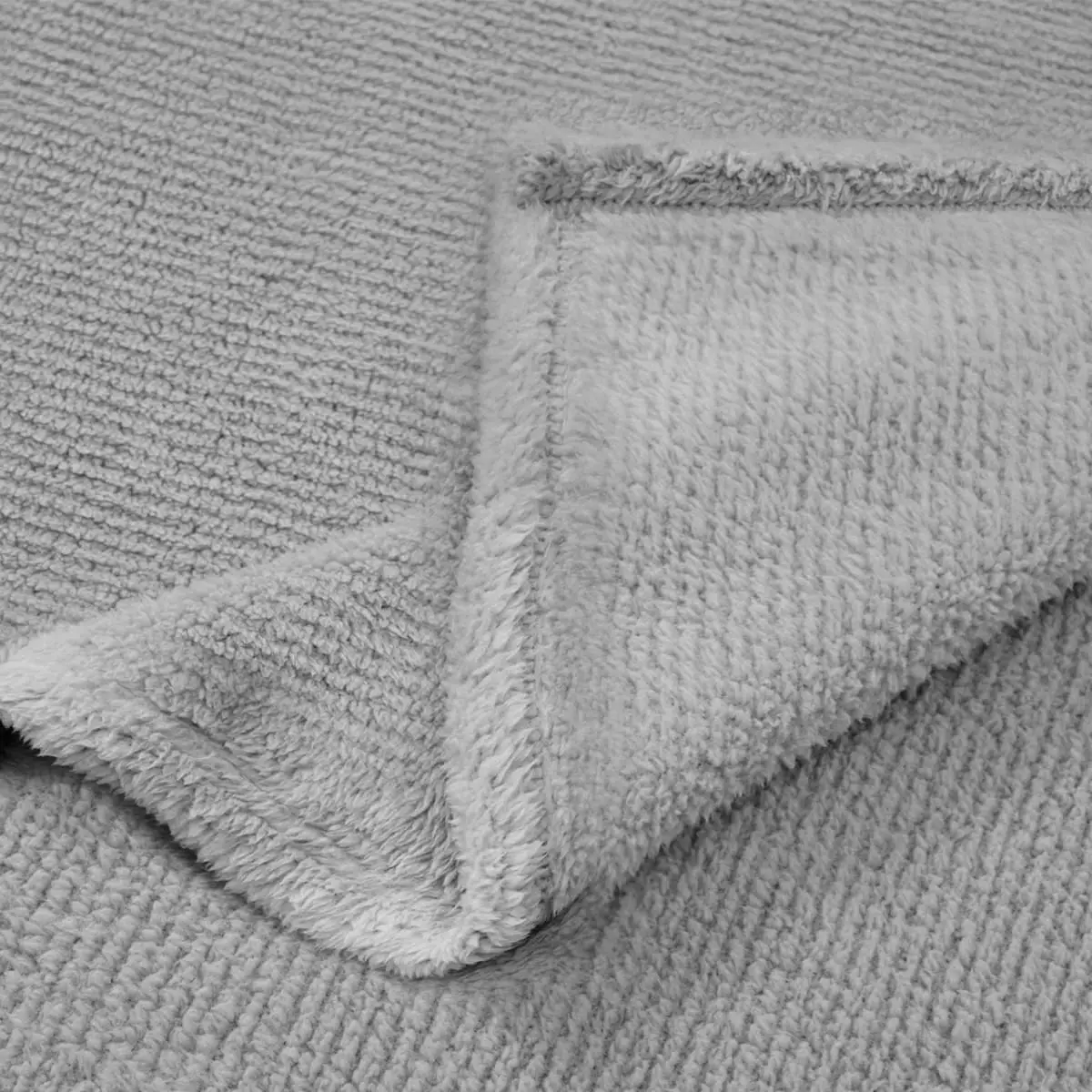 Fino Plush Blanket | Thin Striped Textured | Light Grey